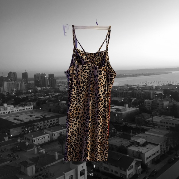 XS Topshop leopard print romper. Wide legged, with a red running stripe. - Picture 2 of 7